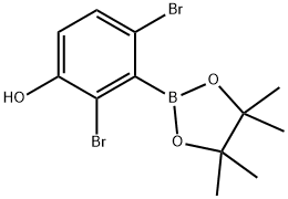 2,4-Dibromo-3-(4,4,5,5-tetramethyl-1,3,2-dioxaborolan-2-yl)phenol 结构式