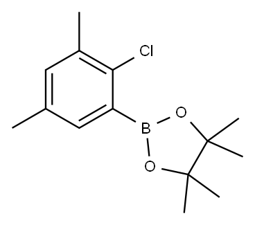2-(2-氯-3,5-二甲基苯基)-4,4,5,5-四甲基-1,3,2-二氧杂环戊硼烷 结构式