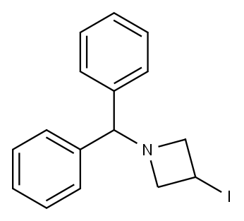 1-二苯甲基-3-碘氮杂环丁烷 结构式