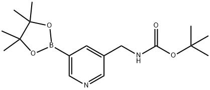 3-(N-叔丁氧羰基-氨基甲基)吡啶-5-硼酸频哪醇酯 结构式