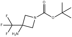3-氨基-3-(三氟甲基)氮杂环丁烷-1-羧酸叔丁酯 结构式