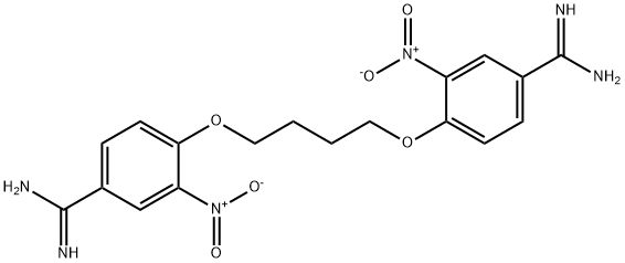 4-[4-(4-carbamimidoyl-2-nitro-phenoxy)butoxy]-3-nitro-benzenecarboximi damide 结构式