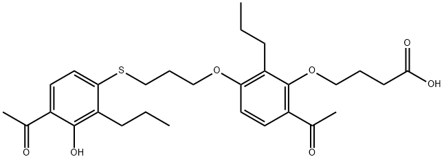 4-[6-乙酰基-3-[3-[(4-乙酰基-3-羟基-2-丙基苯基)硫]丙氧基]-2-丙基苯氧基]丁酸 结构式