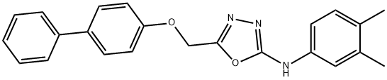5-(((1,1'-Biphenyl)-4-yloxy)methyl)-N-(3,4-dimethylphenyl)-1,3,4-oxadiazol-2-amine 结构式
