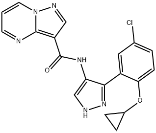 N-(3-(5-chloro-2-cyclopropoxyphenyl)-1H-pyrazol-4-yl)pyrazolo[1,5-a]pyriMidine-3-carboxaMide 结构式