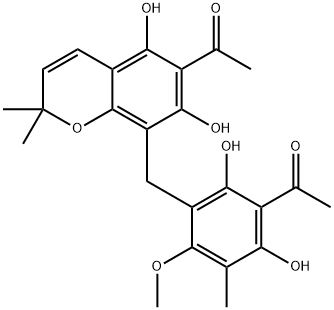 1-[[8-[(3-Acetyl-2,4-dihydroxy-6-methoxy-5-methylphenyl)methyl]-5,7-dihydroxy-3,4-dihydro-2,2-dimethyl-2H-1-benzopyran]-6-yl]ethanone 结构式
