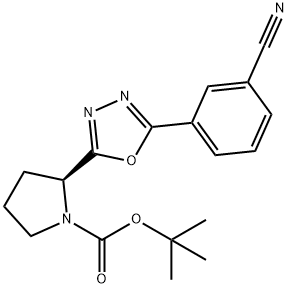 (2S)-2-[5-(3-氰基苯基)-1,3,4-恶二唑-2-基]-吡咯烷甲酸叔丁酯 结构式