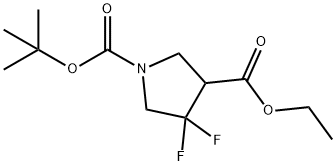 1-叔丁基3-乙基4,4-二氟吡咯烷-1,3-二甲酸酯 结构式