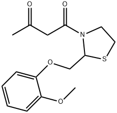 1-[2-[(2-methoxyphenoxy)methyl]thiazolidin-3-yl]butane-1,3-dione 结构式