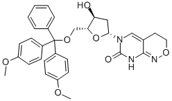 6-(5-O-(DIMETHOXYTRITYL)-BETA-D-2-DEOXYRIBROFURANOSYL)-3,4-DIHYDRO-8H-PYRIMIDO[4,5-C][1,2]OXAZIN-7-ONE 结构式