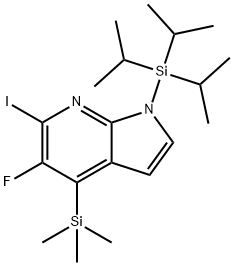 5-Fluoro-6-iodo-1-(triisopropylsilyl)-4-(trimethylsilyl)-1H-pyrrolo[2,3-b]pyridine 结构式