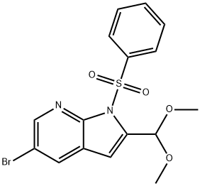 5-Bromo-2-(dimethoxymethyl)-1-(phenylsulfonyl)-1H-pyrrolo[2,3-b]pyridine 结构式