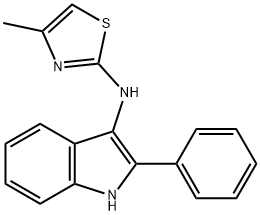 N-(4-Methyl-2-thiazolyl)-2-phenyl-1H-indol-3-amine 结构式