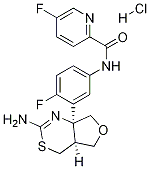 N-[3-[(4AS,7AS)-2-氨基-5,7-二氢-4H-呋喃并[3,4-D][1,3]噻嗪-7A(4AH)-基]-4-氟苯基]-5-氟-2-吡啶甲酰胺盐酸盐 结构式