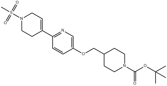 tert-butyl 4-(((1'-(Methylsulfonyl)-1',2',3',6'-tetrahydro-[2,4'-bipyridin]-5-yl)oxy)Methyl)piperidine-1-carboxylate 结构式