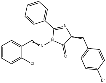 (5Z)-5-[(4-bromophenyl)methylidene]-3-[(2-chlorophenyl)methylideneamin o]-2-phenyl-imidazol-4-one 结构式