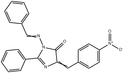 2-Imidazolin-5-one, 1-(benzylideneamino)-4-(p-nitrobenzylidene)-2-phen yl- 结构式