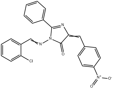 (5Z)-3-[(2-chlorophenyl)methylideneamino]-5-[(4-nitrophenyl)methyliden e]-2-phenyl-imidazol-4-one 结构式