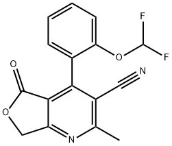 5-[2-(difluoromethoxy)phenyl]-3-methyl-7-oxo-8-oxa-2-azabicyclo[4.3.0] nona-1,3,5-triene-4-carbonitrile 结构式