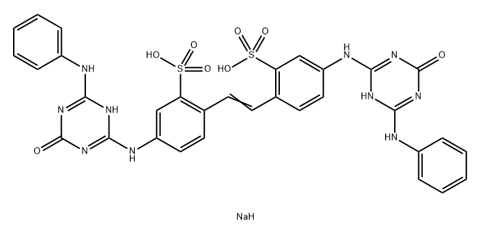 2,2'-(1,2-亚乙烯基)二[5-[(1,4-二氢-4-氧代-6-苯氨基)-1,3,5-三嗪基-2-基]氨基]苯磺酸二钠盐 结构式