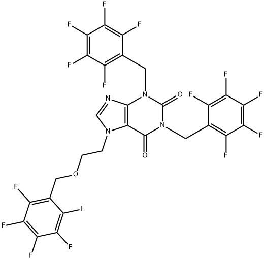 N1,N3-bis(pentafluorobenzyl)-N7-(2-(pentafluorobenzyloxy)ethyl)xanthine 结构式