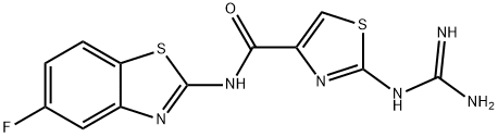 N-(5-fluorobenzothiazol-2-yl)-2-guanidinothiazole-4-carboxamide 结构式