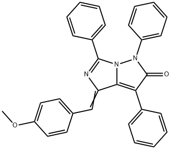 1H-Imidazo[1,5-b]pyrazol-2(4H)-one,  4-[(4-methoxyphenyl)methylene]-1,3,6-triphenyl- 结构式