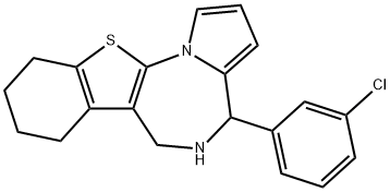 4H-(1)Benzothieno(3,2-f)pyrrolo(1,2-a)(1,4)diazepine, 5,6,7,8,9,10-hex ahydro-4-(3-chlorophenyl)- 结构式