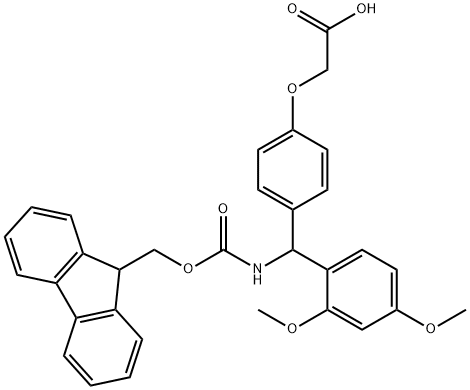 4-[(2,4-二甲氧基苯基)(FMOC-氨基)甲基]苯氧乙酸 结构式