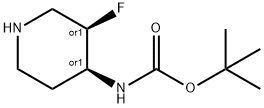 N-[顺式-3-氟哌啶-4-基]氨基甲酸叔丁酯 结构式