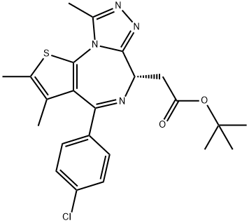 (S)-(+)-2-(4-(4-氯苯基)-2,3,9-三甲基-6H-噻吩并[3,2-F][1,2,4]三唑并[4,3-A][1,4]二氮杂卓-6-基)乙酸叔丁酯 结构式