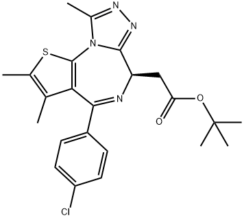 (R)-(-)2-(4-(4-氯苯基)-2,3,9-三甲基-6H-噻吩并[3,2-F][1,2,4]三唑并[4,3-A][1,4]二氮杂环庚烷-6-基)乙酸叔丁酯 结构式