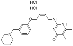 5,6-DIMETHYL-2-[4-[3-(1-PIPERIDINOMETHYL)PHENOXY]-(Z)-2-BUTENYLAMINO]-4(1H)-PYRIMIDONE DIHYDROCHLORIDE 结构式