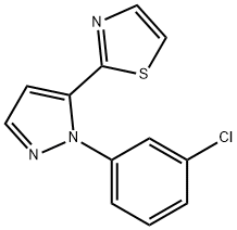 2 - (1 - (3-氯苯基)-1H -5-吡唑基)噻唑 结构式