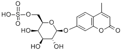 4-甲基香豆素基-Β-D-吡喃半乳糖苷-6-硫酸 结构式