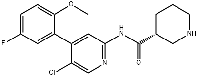 Piperidine-3-carboxylic acid [5-chloro-4-(5-fluoro-2-methoxy-phenyl)-pyridin-2-yl]-amide 结构式