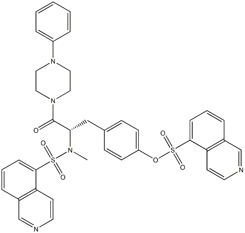 1-[N,O-二(5-异喹啉磺酰基)-N-甲基-L-型酪氨酸]-4-苯基哌嗪 结构式