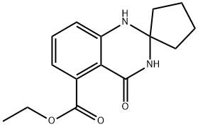 4-氧代螺[1,2,3,4-四氢喹唑啉-2,1'-环戊烷]-5-甲酸乙酯 结构式