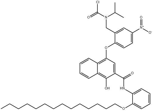 4-(2-(N-CHLOROCARBONYL-N-ISOPROPYL)AMINOMETHYL-4-NITRO)PHENOXY-1-HYDROXY-N-(2-TETRADECYLOXYPHENYL)-2-NAPHTHALENE CARBOXAMIDE 结构式