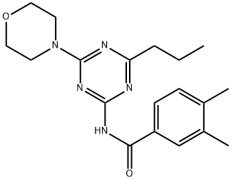 3,4-dimethyl-N-(4-morpholin-4-yl-6-propyl-1,3,5-triazin-2-yl)benzamide 结构式