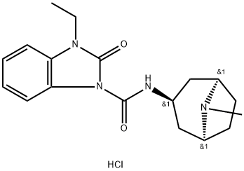 (endo-N-8-methyl-8-azabicyclo(3.2.1)oct-3-yl)-2,3-dihydro-3-ethyl-2-oxo-1H-benzimidazol-1-carboxamide 结构式