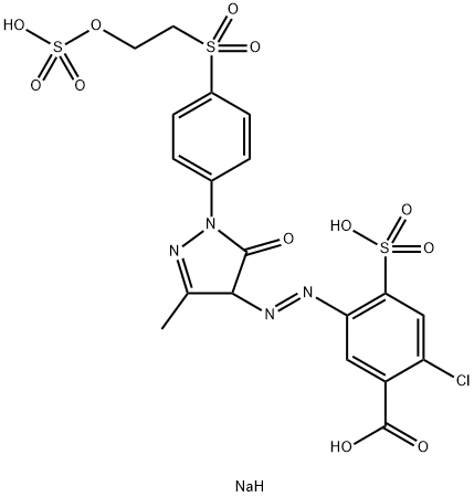 trisodium 2-chloro-5-[[4,5-dihydro-3-methyl-5-oxo-1-[4-[[2-(sulphonatooxy)ethyl]sulphonyl]phenyl]-1H-pyrazol-4-yl]azo]-4-sulphonatobenzoate 结构式