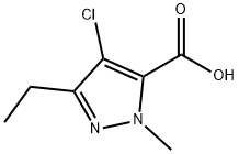 4-氯-3-乙基-1-甲基吡唑-5-甲酸 结构式