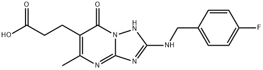 2-[[(4-Fluorophenyl)Methyl]aMino]-1,7-dihydro-5-Methyl-7-oxo-[1,2,4]triazolo[1,5-a]pyriMidine-6-propanoic Acid 结构式