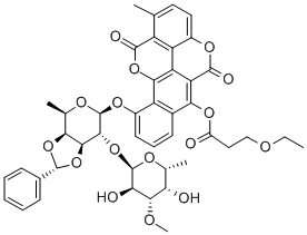 6-O-(3-ethoxypropionyl)-3',4'-O-exo-benzylidenechartreusin 结构式