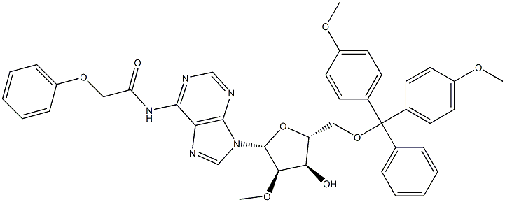 5'-O-[二(4-甲氧基苯基)苯基甲基]-2'-O-甲基-N-(2-苯氧基乙酰基)腺苷 结构式