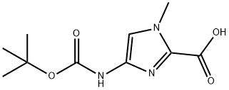 4-叔丁氧羰基氨基-1-甲基-1H-咪唑-2-甲酸 结构式