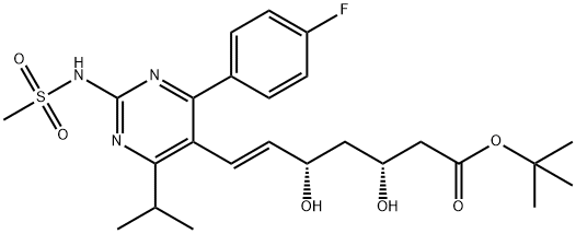 tert-Butyl-7-[4-(4-fluorophenyl)-6-isopropyl-2-mesylaminopyrimidin-5-yl]-(3R,5S)-dihydroxy-(E)-6-heptenoate 结构式