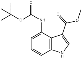 甲基 4-(叔-丁氧羰基胺)-1H-吲哚-3-羧酸酯 结构式