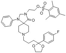 8-[4-(4-FLUOROPHENYL)-4,4-(ETHYLENDIOXY)BUTYL]-3-[2'-(2,4,6-TRIMETHYLPHENYLSULFONYLOXYETHYL)]-1-PHENYL-1,3,8-TRIAZASPIRO[4.5]DECAN-4-ONE 结构式